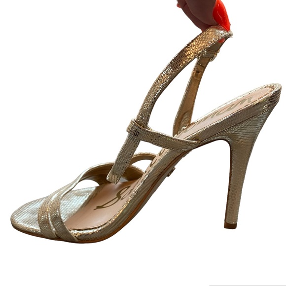 Sam Edelman Alisandra Holiday Gold Leather w/ 4.5” Stiletto Heel- size 9 - Picture 10 of 16